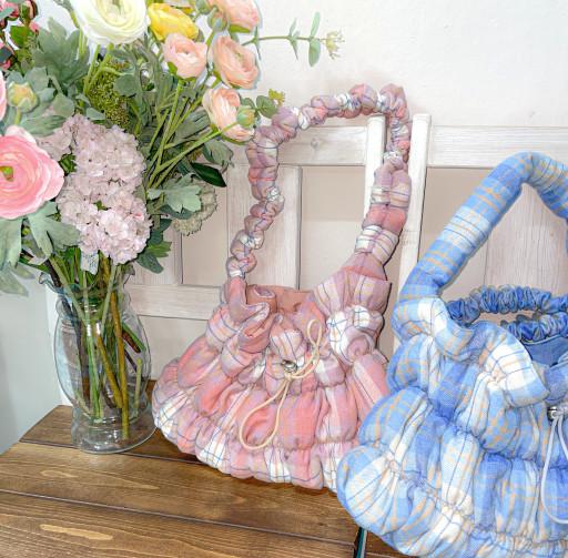 [커스텀 / 선물용] 체크 패딩 주름 가방