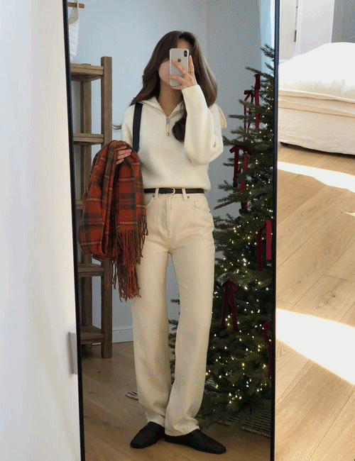 가넷 기모 슬림일자팬츠