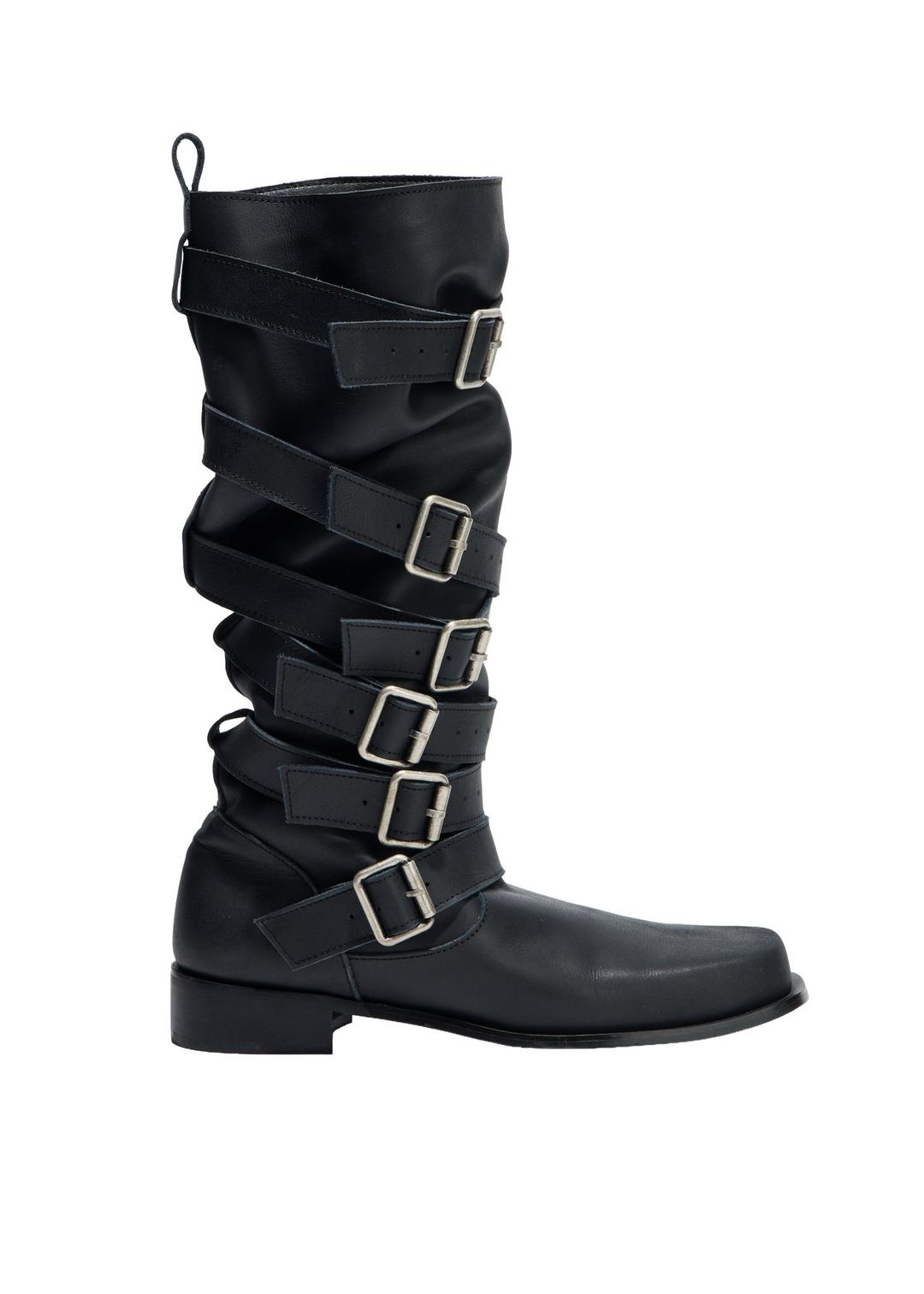over belt leather boots (black)