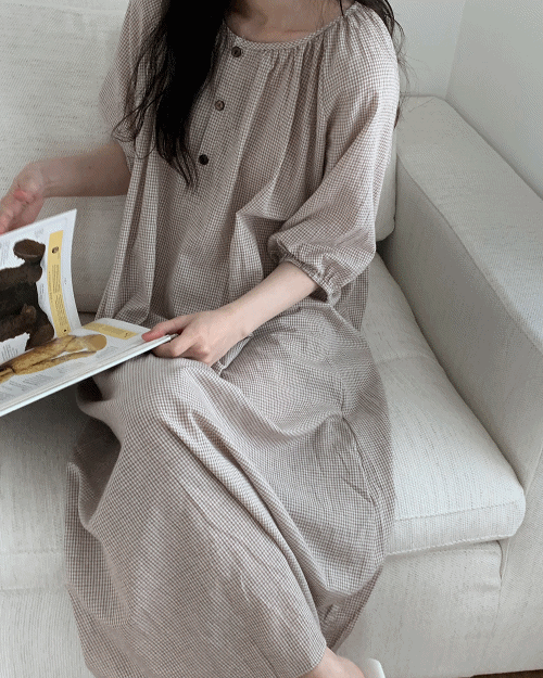 온오프미 [100돌파] 제니 면 롱 원피스 파자마 - 워싱면100, 루즈핏 !