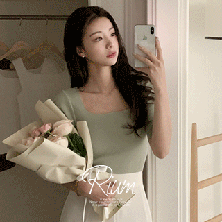 ts3726 리움 스퀘어넥 반팔 니트티