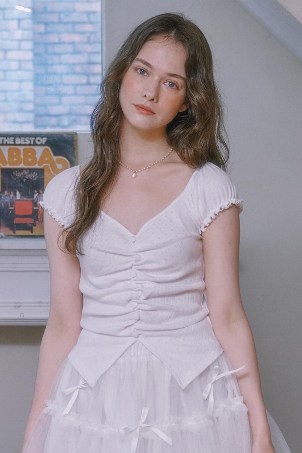 Lovely puff sleeve blouse - WHITE