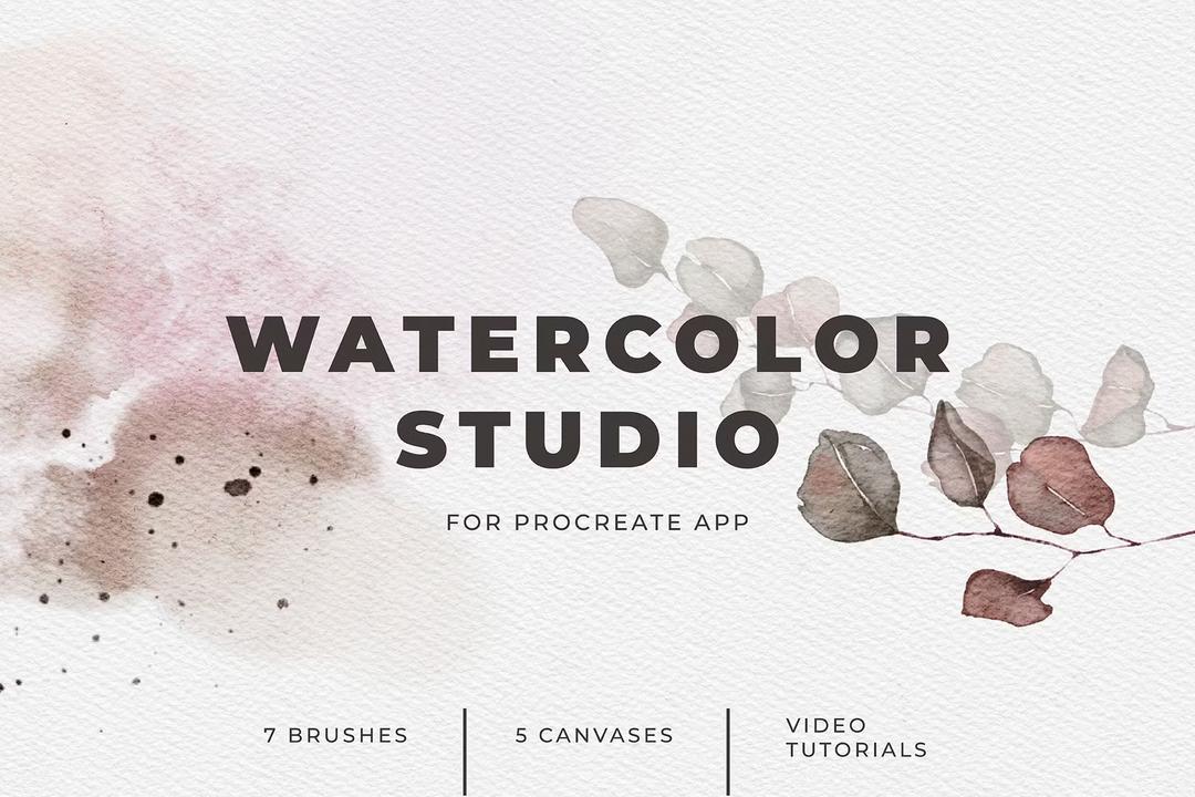Procreate Watercolor Brushes & Paper, a Brush Add-On by Katsia Jazwinska