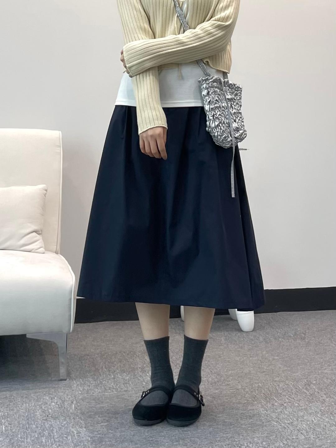 샤이 주름 밴딩 미디 롱 스커트 ( 3colors )