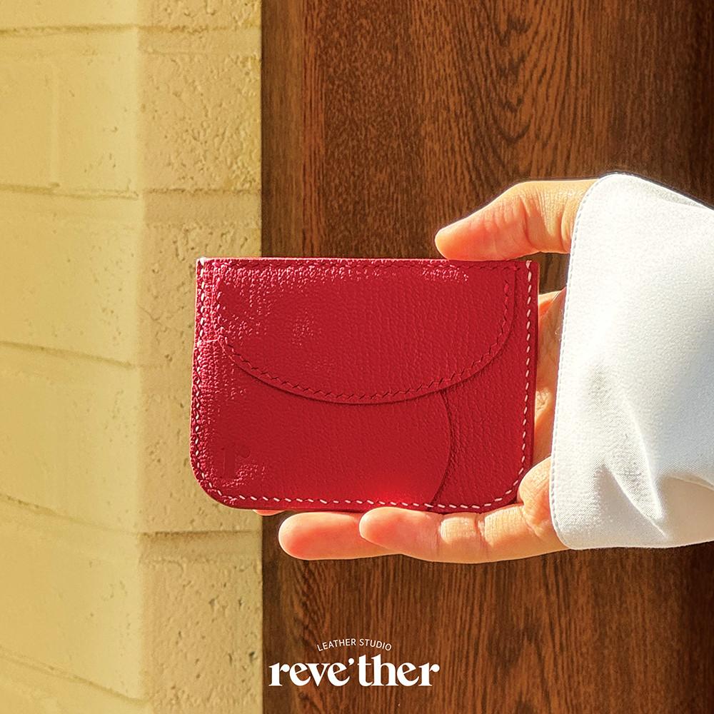 페블 카드지갑 (6colors) 수제 가죽 공방 배색 카드홀더 무료각인 여성 미니 지갑