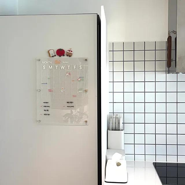 [오늘출발🚀/마카증정] 투명 냉장고 달력 자석 아크릴 메모 메모보드 현관문 메모판