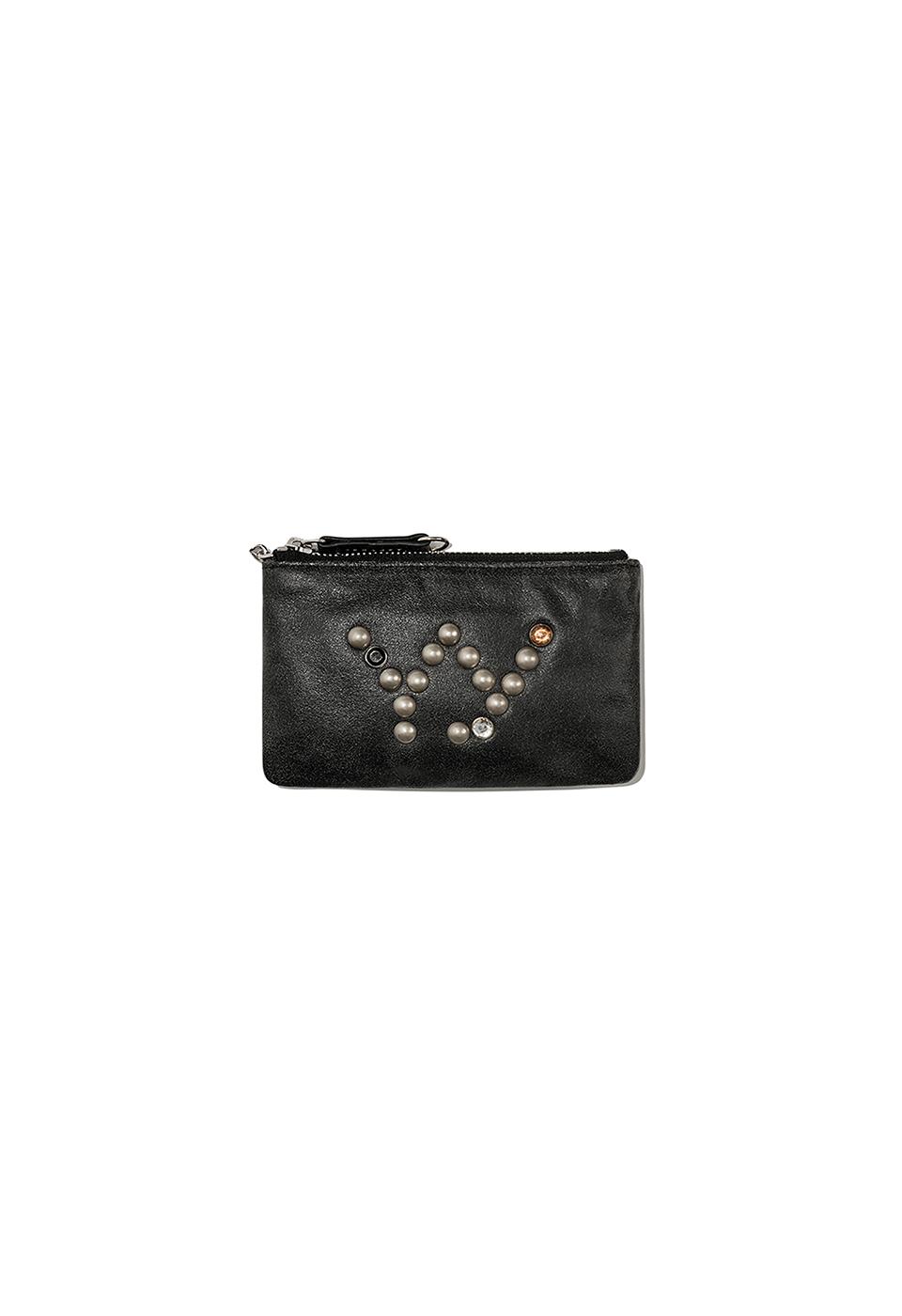 YY STUD CHAIN WALLET, BLACK
