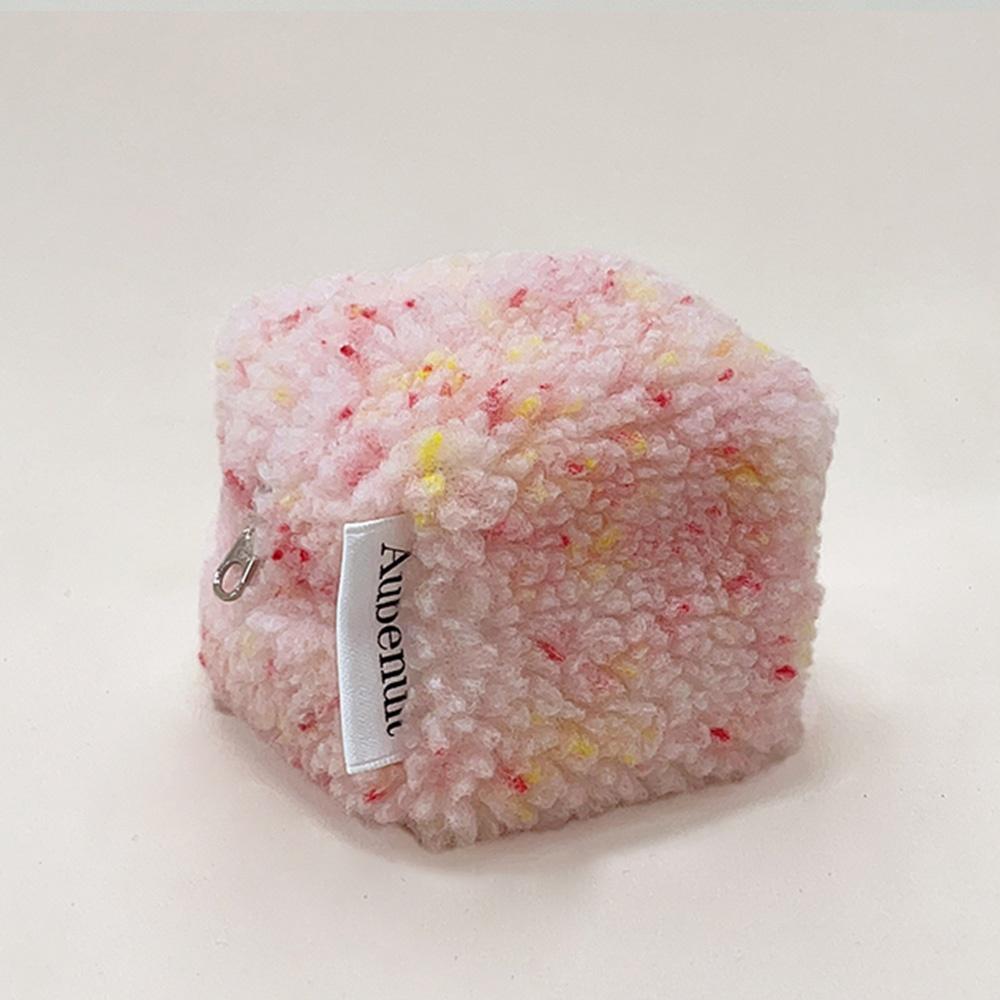 오브누잇 양털 큐브 파우치 멜로우핑크 S (키링 추가 가능)