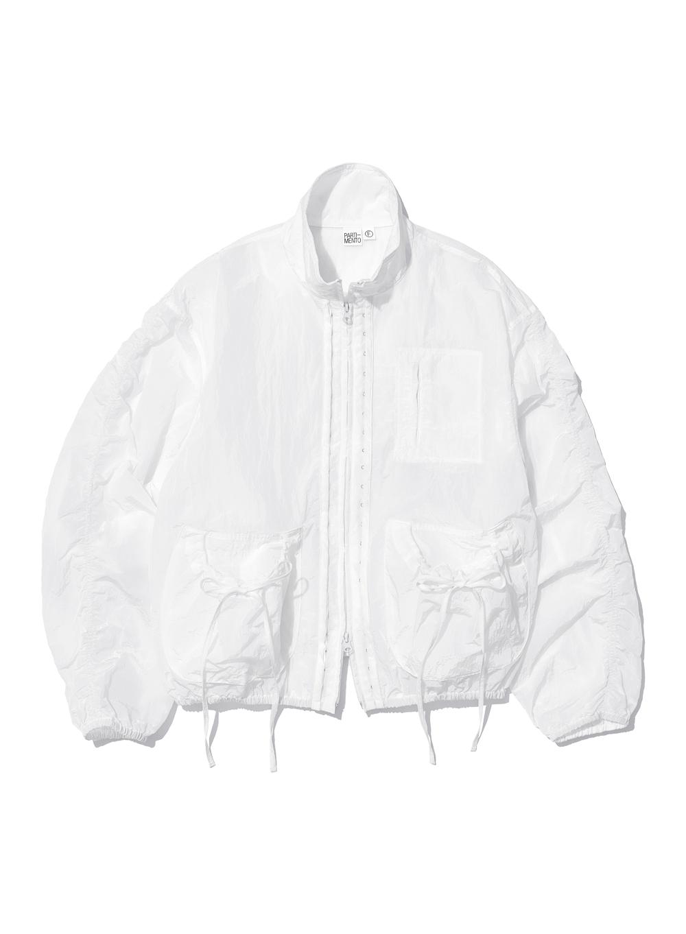 [WOMEN] SHEER SHIRRING TRACK JACKET_WHITE