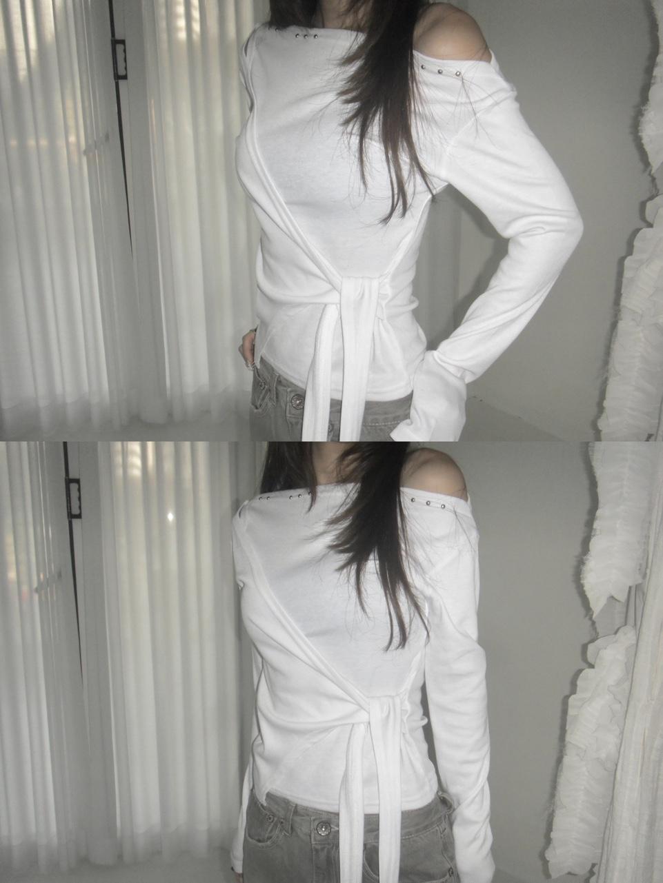 슬립오버 안감기모 Stud warp t 하객룩 반오프 스터드 랩 겨울 티셔츠