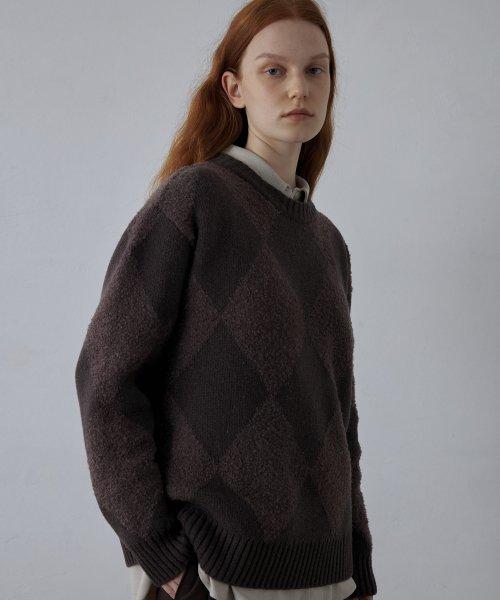 [Woman] 아가일 텍스쳐드 풀오버_Wood Brown