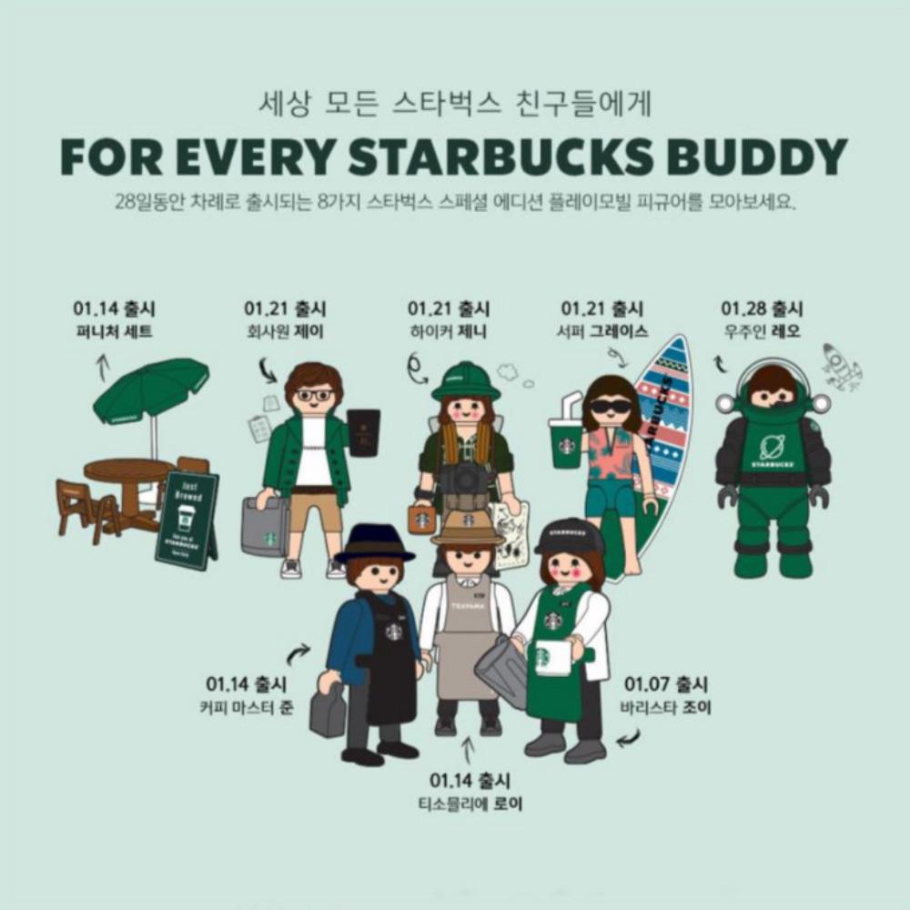 스타벅스 플레이모빌 피규어 골드 카드 세트 컬렉팅플레이트 퍼니처 스티커