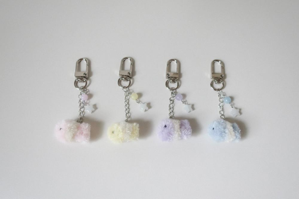 꼬마 줄무늬 물고기 핸드메이드 모루 키링