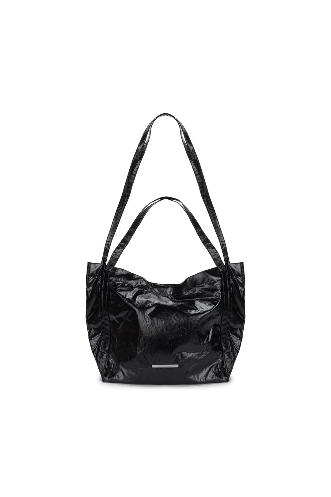 GLOSSY TWO WAY BIG BAG IN BLACK