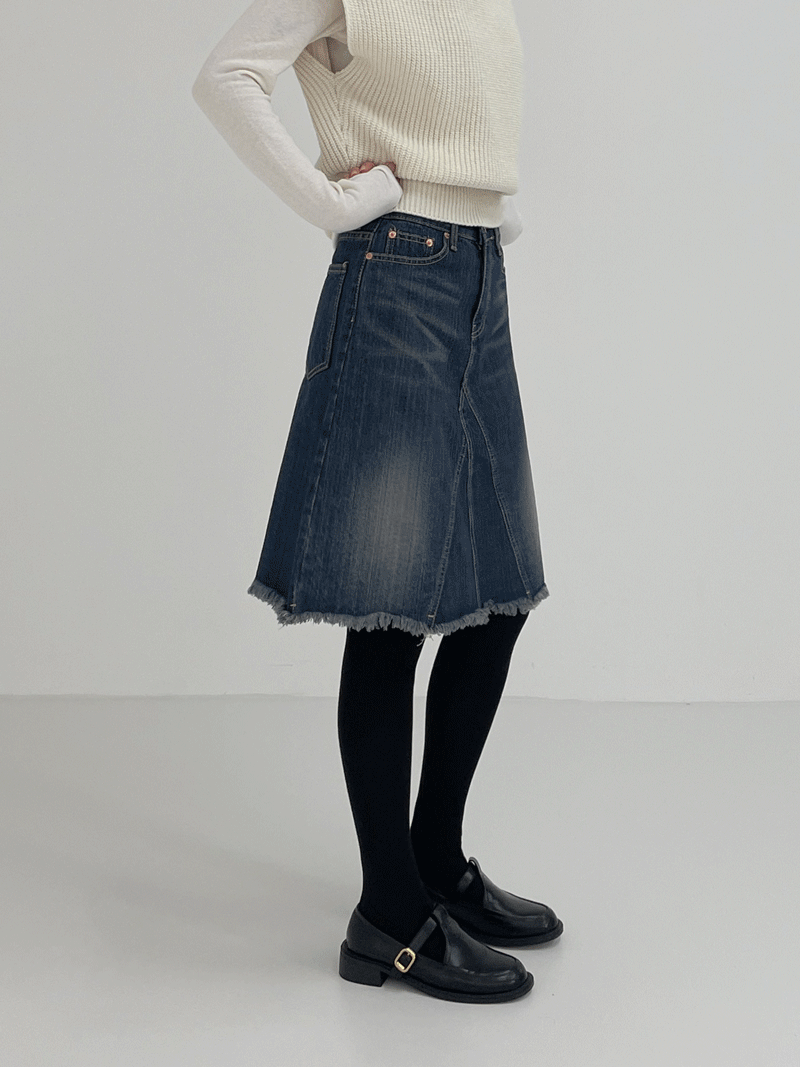 495 빈티지 미디 데님 스커트 (2C)