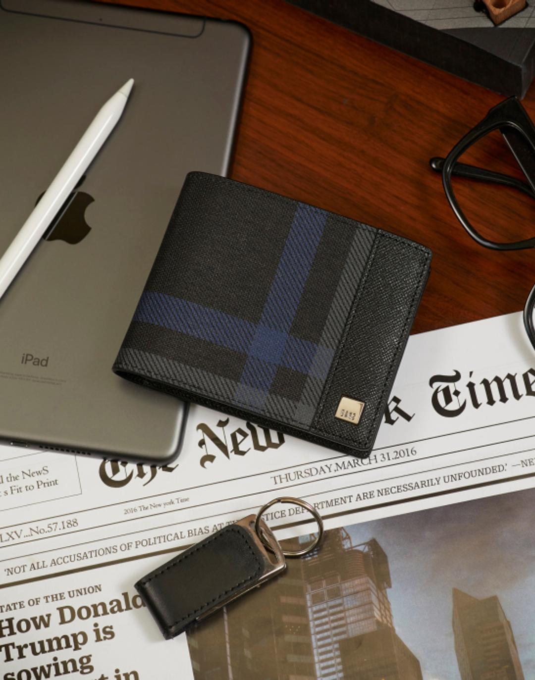 [23SS] [populet]블랙 체크 가죽 반지갑