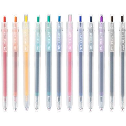 델리 델라이트 퀵드라이 노크식 젤잉크펜 12색 세트 0.5mm EQ118, 혼합 색상, 1세트 - 펜/펜리필 | 쿠팡