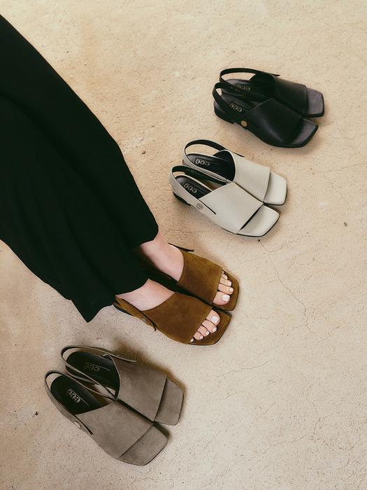 [아이보리, 스웨이드 머드 단독 컬러]모드 버튼 샌들 mode button sandals_4 colors