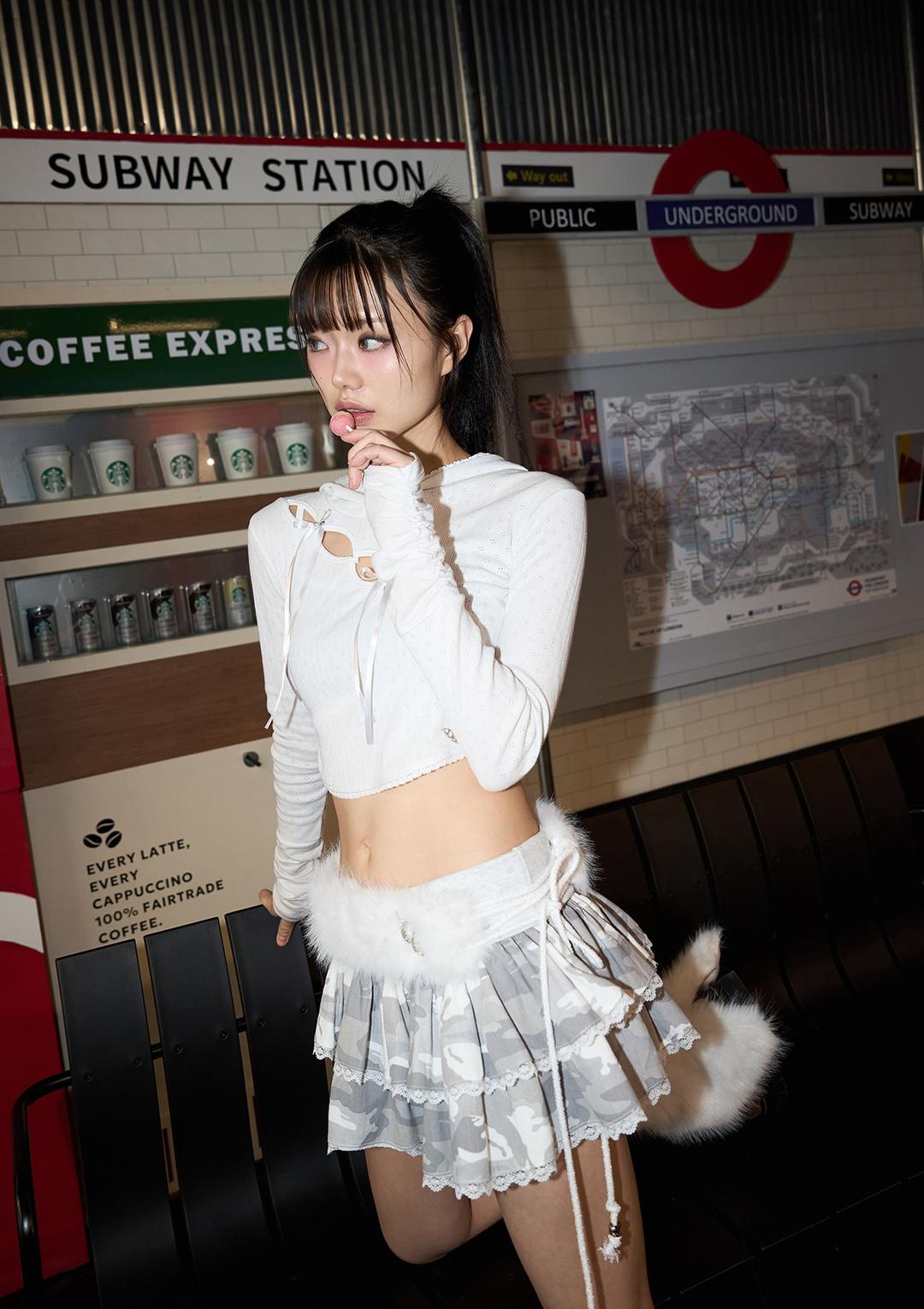 (2nd reorder) folding lace sk - camo