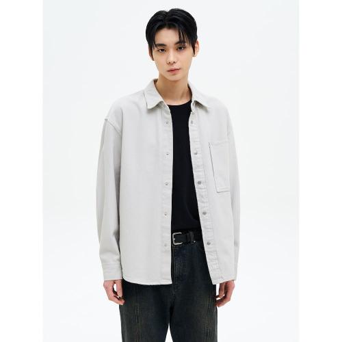 헤비트윌 가먼트다잉 셔츠  라이트 그레이