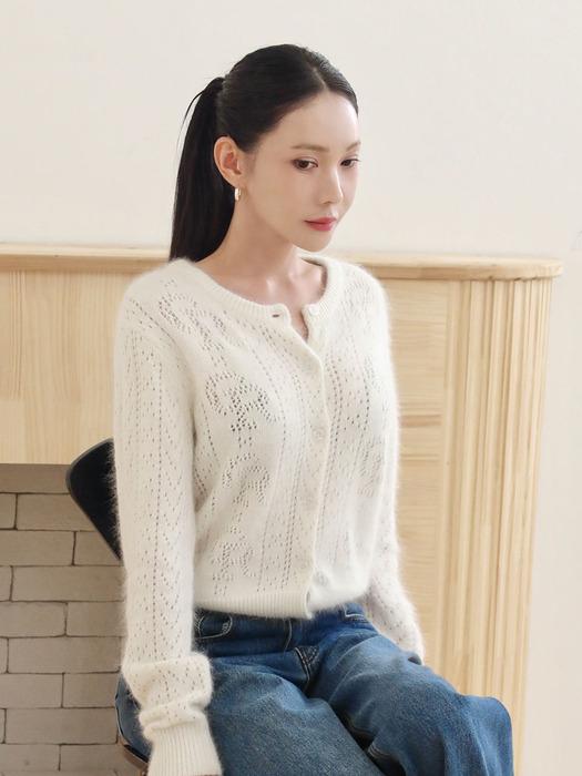 앙고라 크로셰 라운드넥 가디건_3COLORS