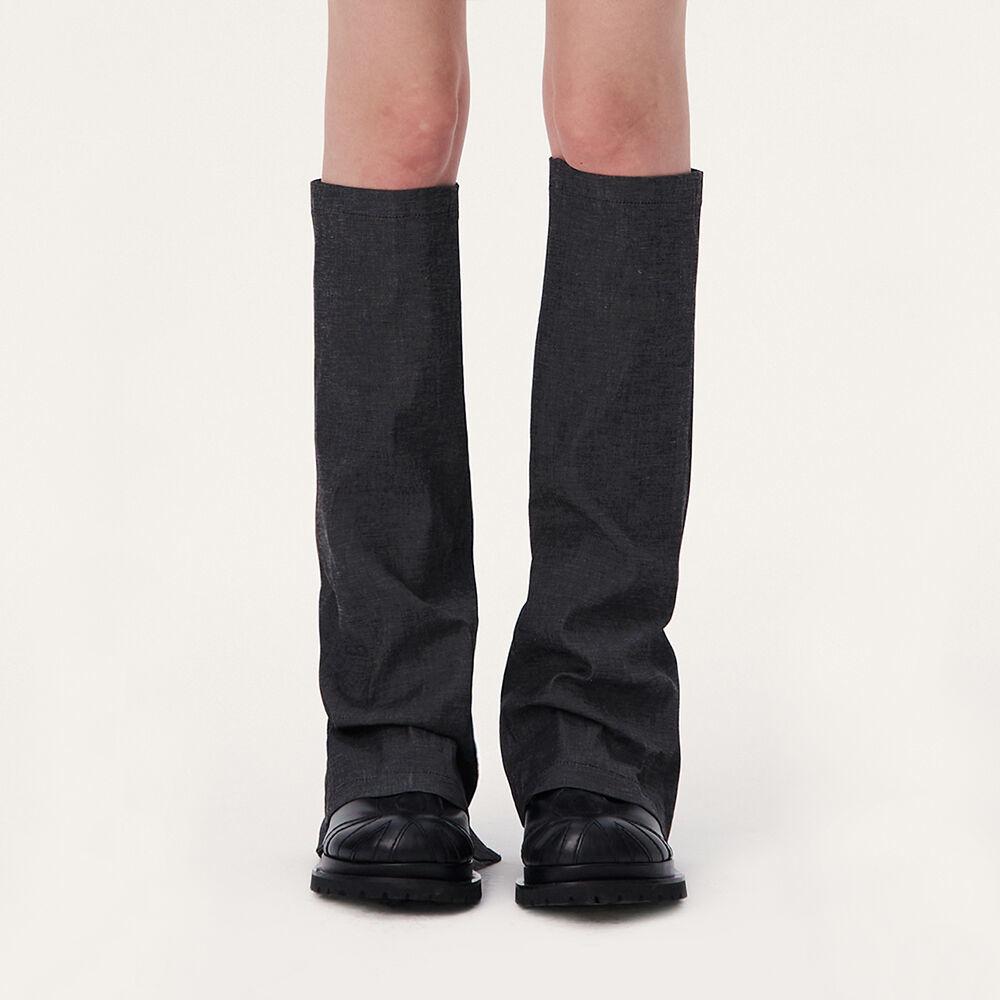 ZIPPER DENIM LEG WARMER - BLACK