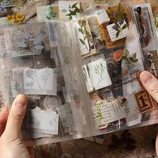 다꾸 폰꾸 방수스티커 빈티지 식물 곤충 애완동물 투명 장식 스티커북 인스다이어리
