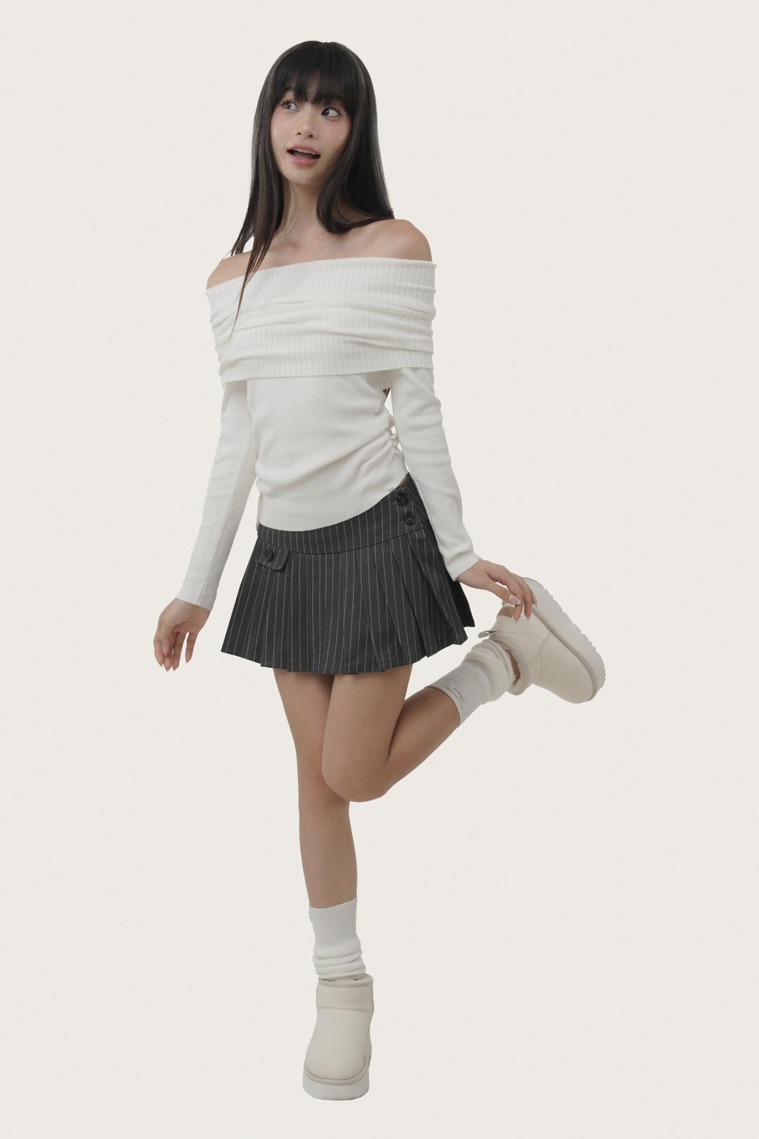 Canelé fake pocket skirt, Gray