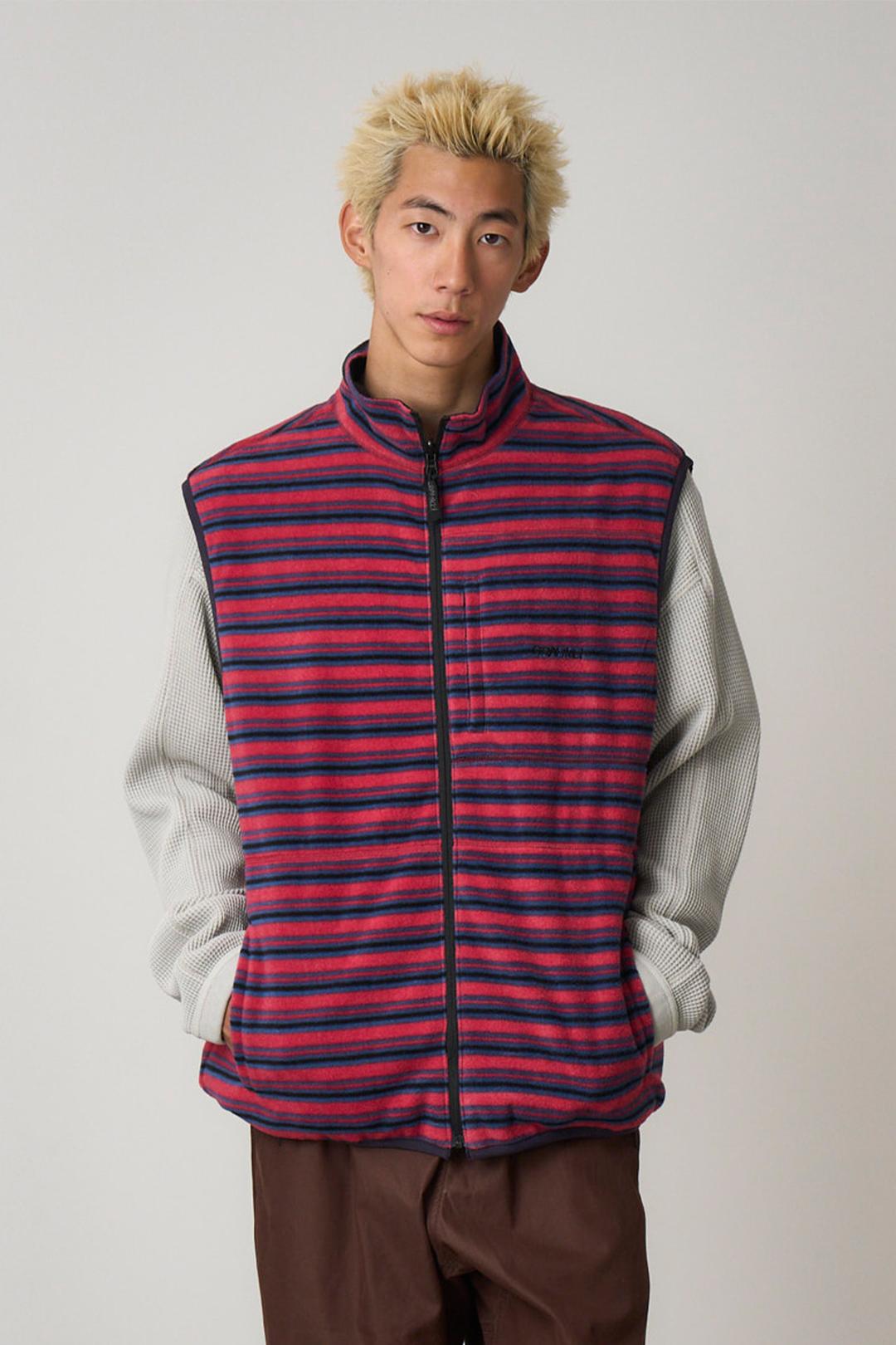 그라미치 써멀 플리스 리버시블 베스트 베리 스트라이프