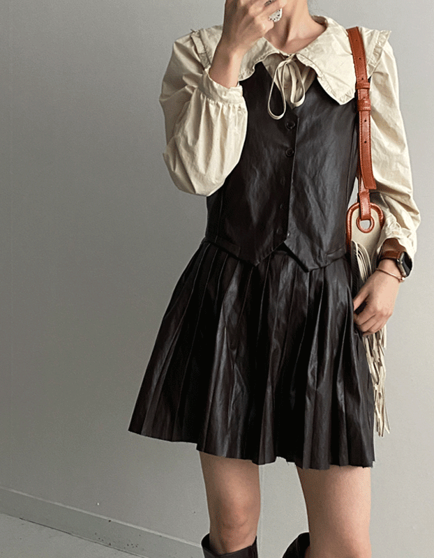 레더 가죽 셋업 베스트 조끼 .A9189 (2color)