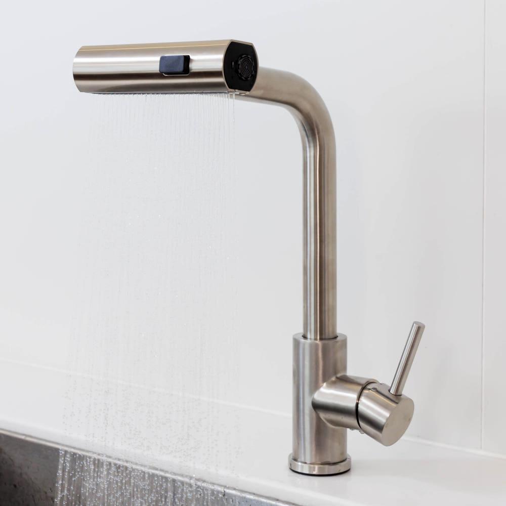 3way 폭포수 무광 니켈 주방수전 SUS304 싱크대 수도꼭지 씽크대