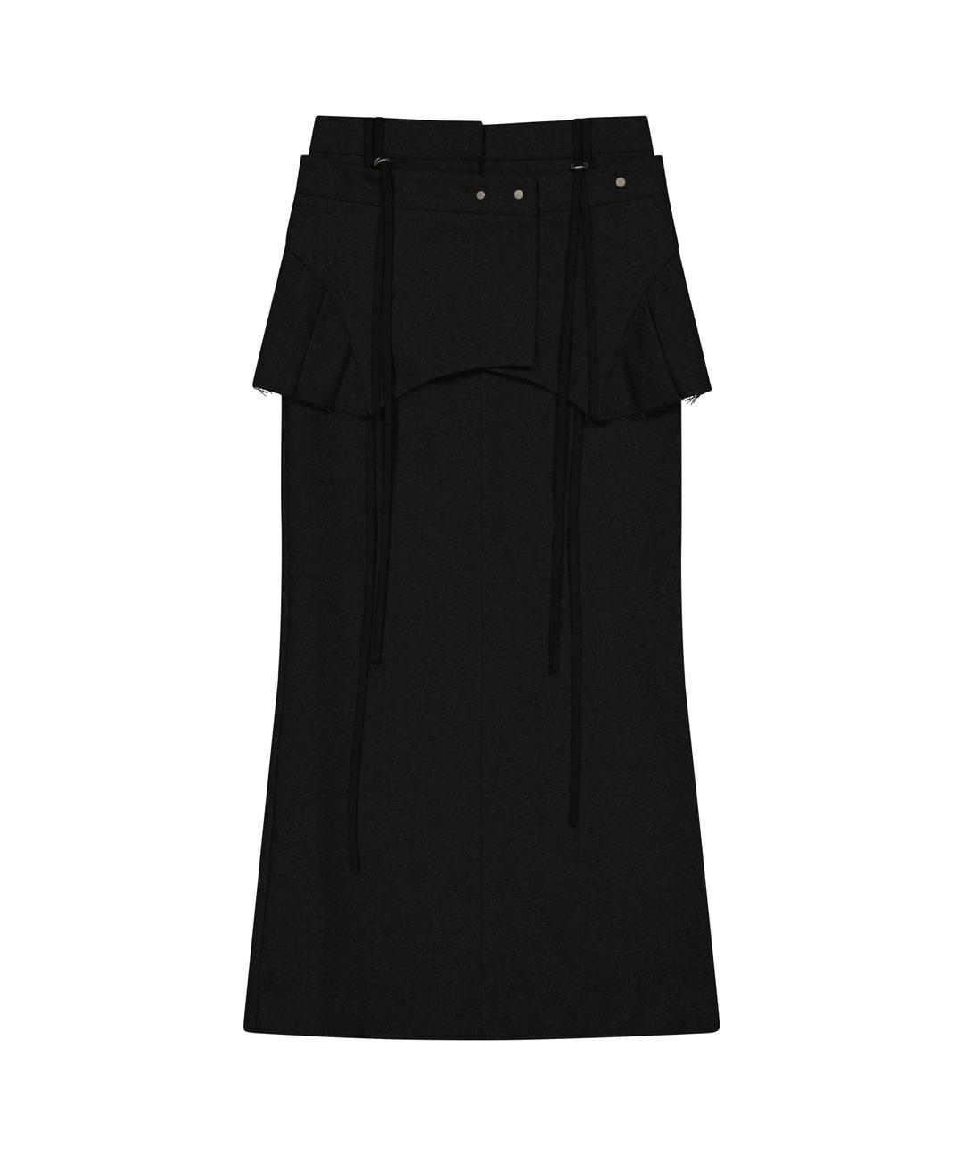 Layered Wool Skirt / Black