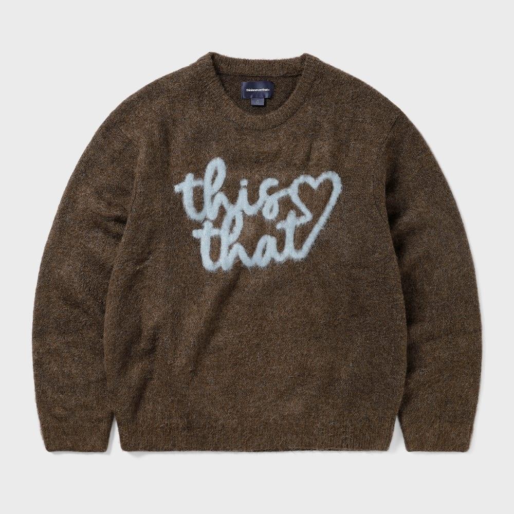 Heart Logo Knit Sweater Brown
