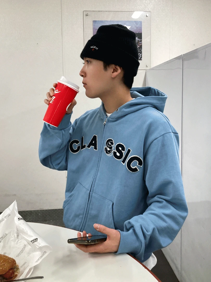 클래식 레터링 후드집업 / 문의폭주 /  그레이 당일발송