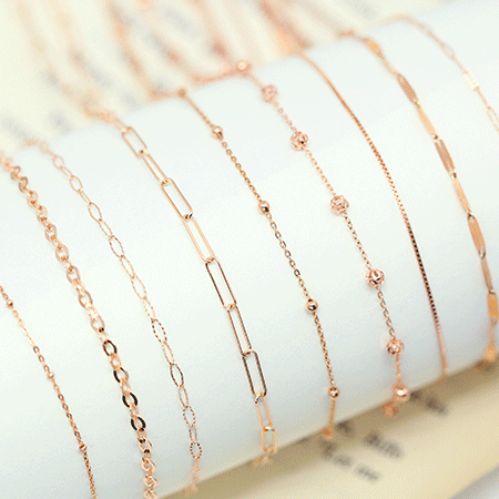 14K 18K 한줄 레이어드 팔찌 12종