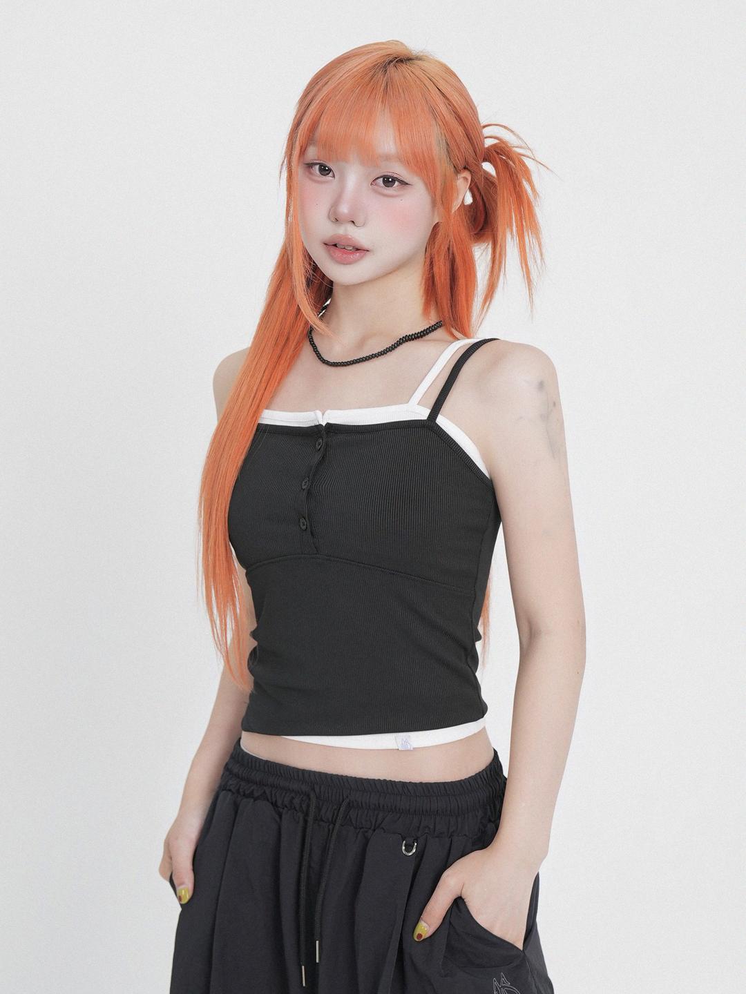 COOL COVER BUTTON SLEEVELESS (BLACK)