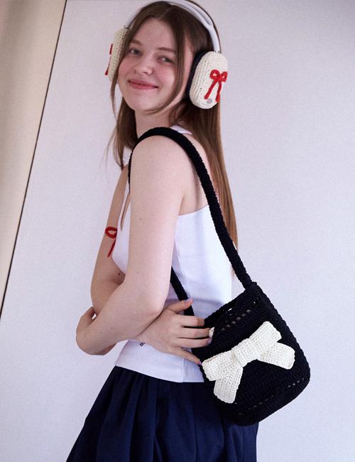 No.203 / Big Ribbon Crochet Bucket Bag