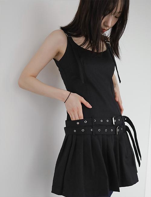 2belt pleats dress