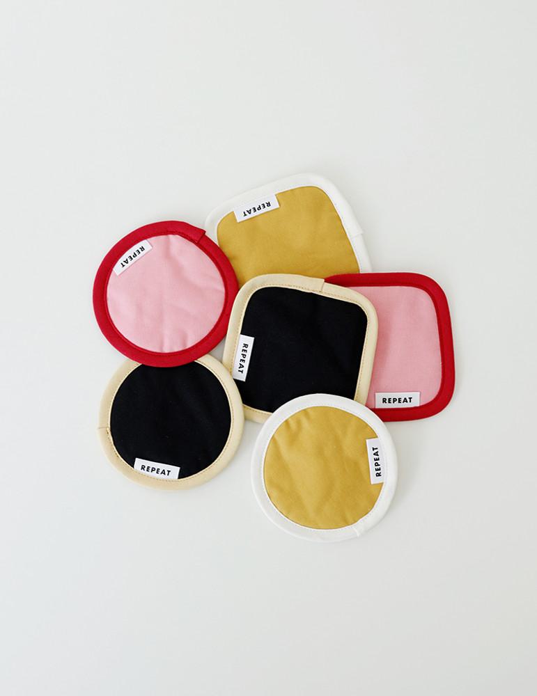 [리핏제작]컬러 패브릭 컵코스터 수저받침 감성 홈카페 티코스터 [2type/3color]