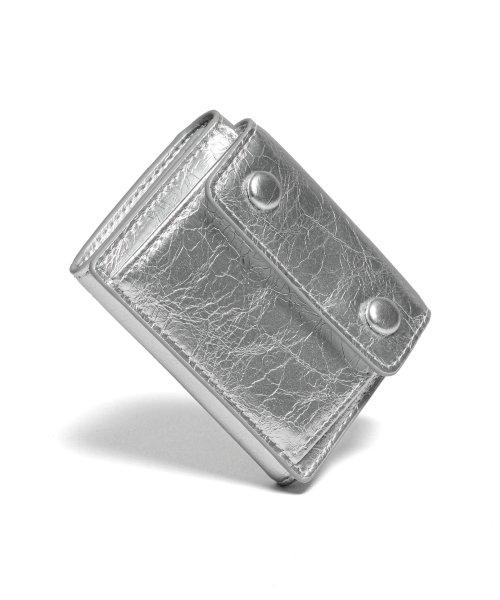 도트 포켓 3단 반지갑 동전 지폐 카드지갑 실버