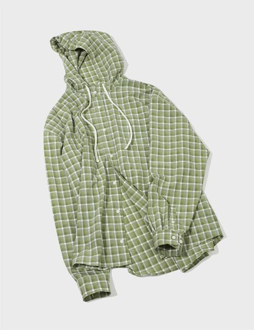 오버핏 체크 후드 셔츠 [GREEN]_SESH012GREEN