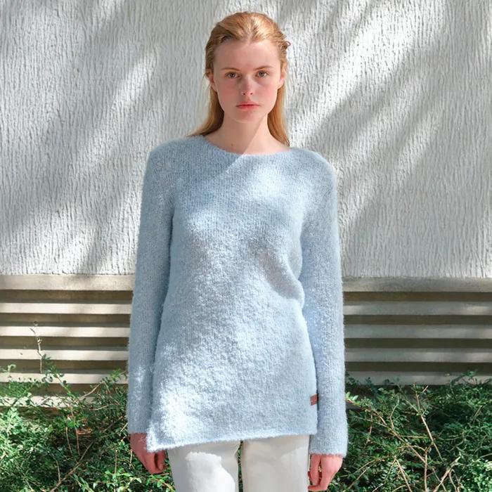 Boucle Long Sleeve Knit - Light Blue