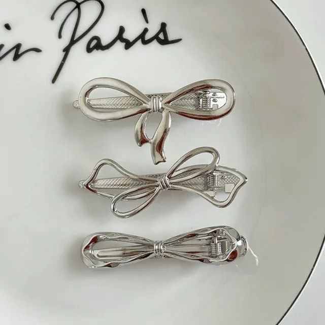 당일출고🚀 [7TYPE] 밀리 리본 일자 물결 실버 옆머리 앞머리 여름 헤어핀 집게핀 (one color)