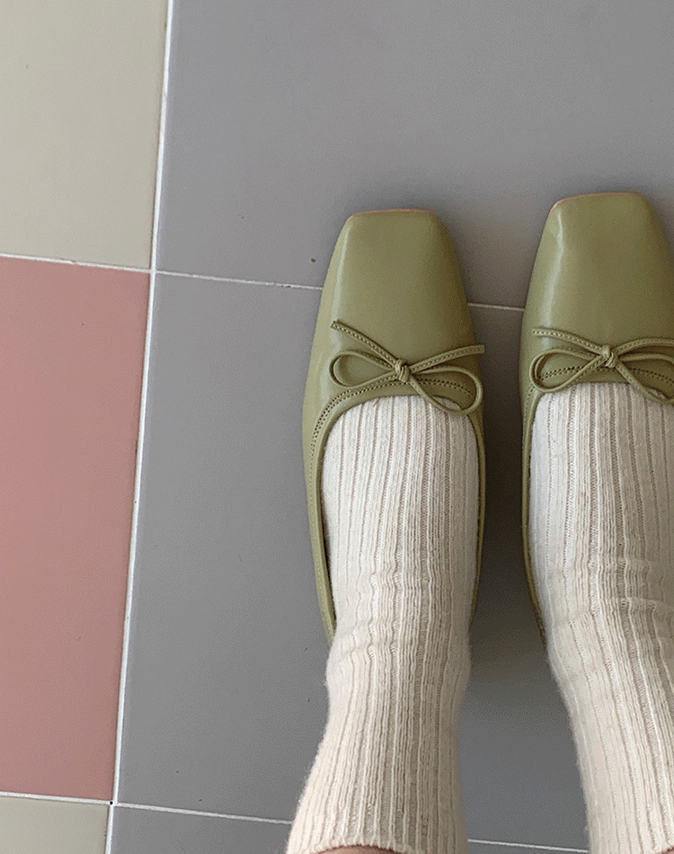 [800족 돌파] 사각코 쿠션 리본 플랫슈즈 스퀘어 발편한