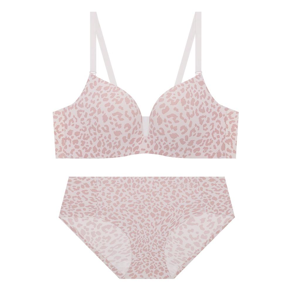 퓨징 레오파드 노와이어 볼륨 브라 - 라이트핑크