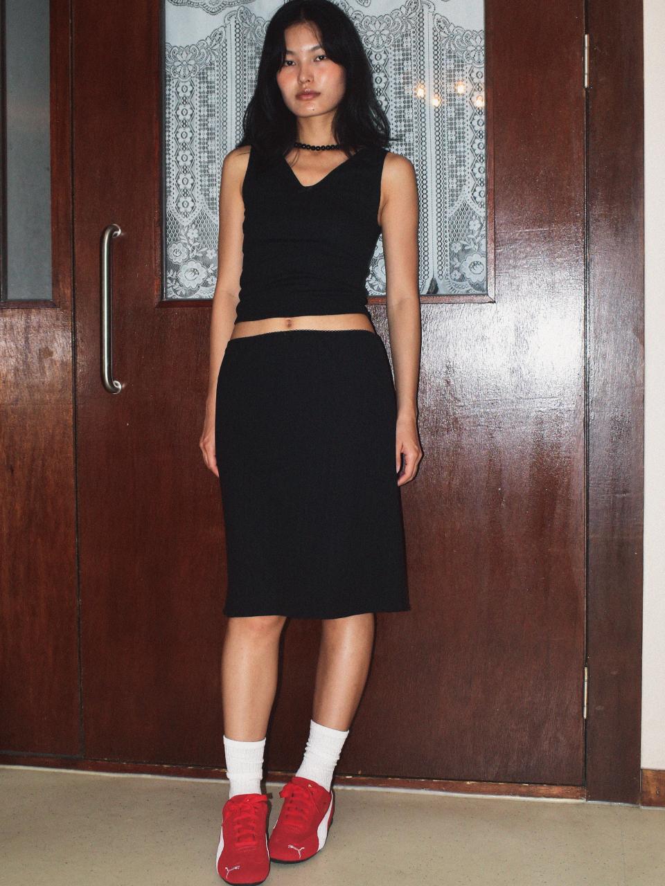 HEART PUNCH SLOW SKIRT, BLACK