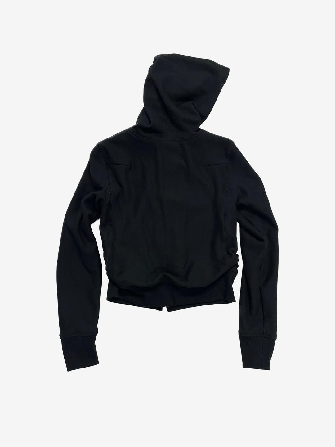 RIGHE UNBALANCE  HOODED ZIP-UP BLACK