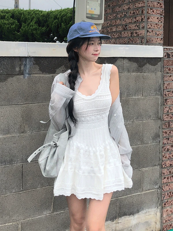 [휴양지룩🌴] 리쥬 플레어 니트 원피스 (2color)