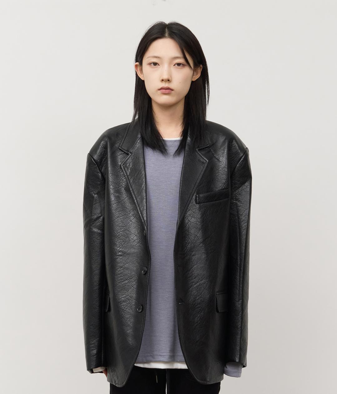 Dustin Leather Blazer (2color)