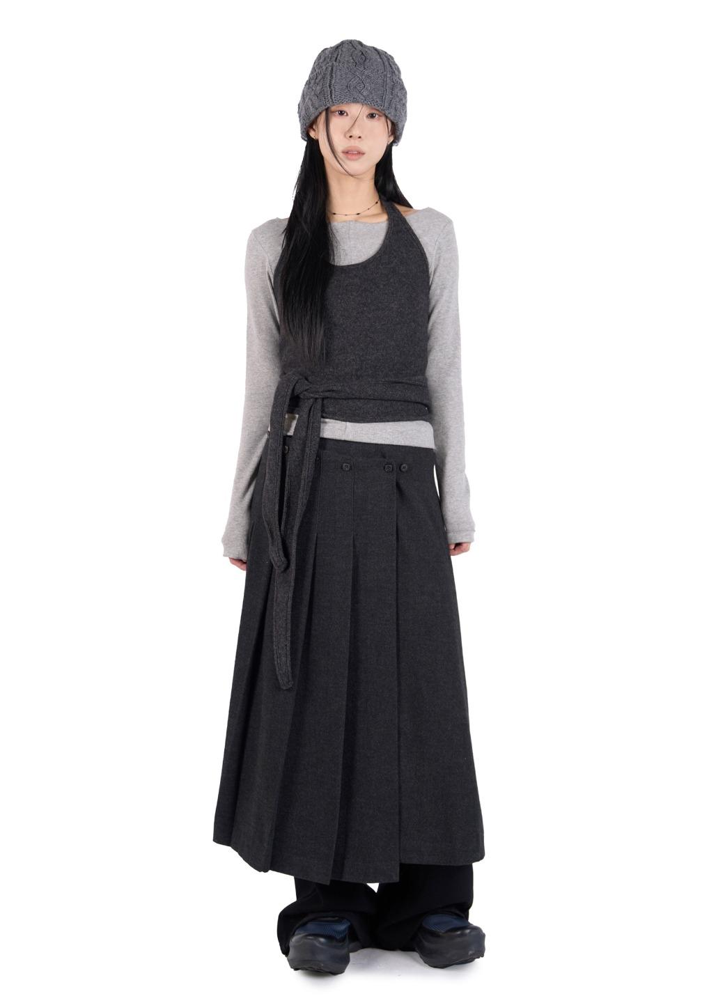OBLIQUE PLEATED WRAP SKIRT